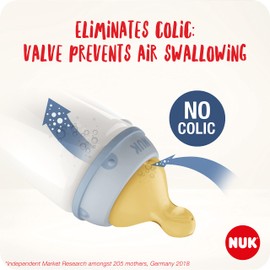 NUK First Choice+ Baby Bottle Teat, 6-18 Months, Latex with Medium Feed Hole, Anti-Colic, 2 Count