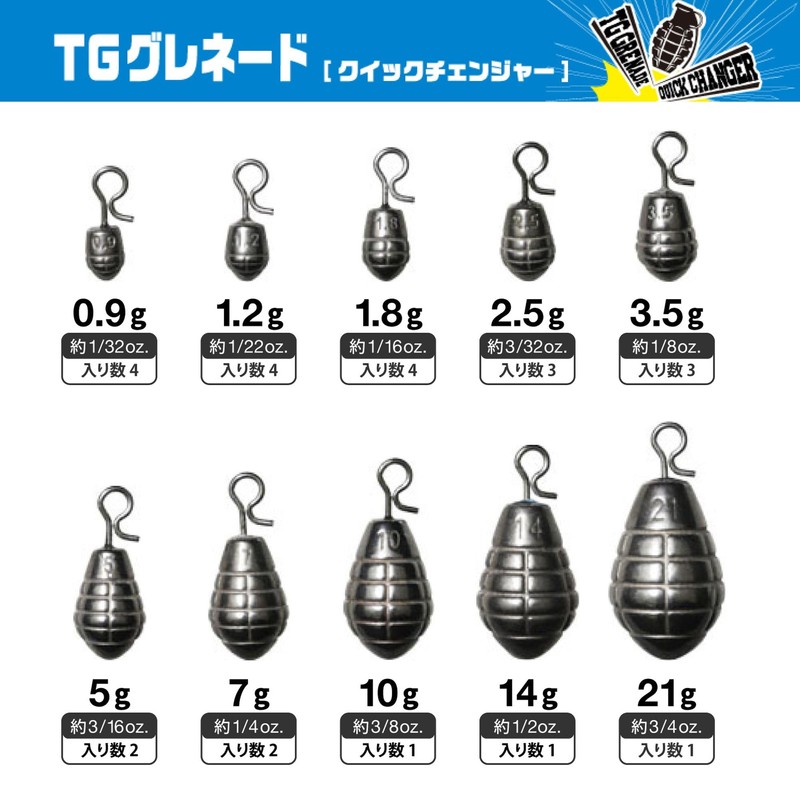 VARIVAS Nogaless Sinker TG Grenade Quick Changer 3.5g (about 1/8oz)