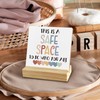 QASHWEY Safe Space Sign Desk Decor, Boho Classroom Wood Table