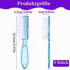 Pack of 5 Nail Cleaning Brushes with Handle, Soft Bristles, Fingernail Brush, Plastic Hand Brush with Hanging Hole, Manicure Pedicure Accessories, for Hand, Toes, Household, Garden, Salon (5 Colours)