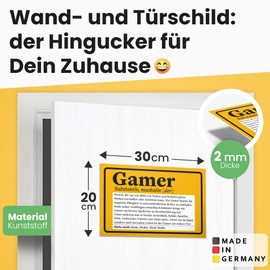 DankeDir! Gamer Definition Sign 30 x 20 cm Birthday Gift Teenager Boys Gift Decoration Teenager Decorative Gamer Student Door Sign Room Gift Idea Party Decoration