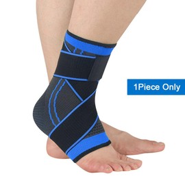 Ankle Support, Adjustable Compression Ankle Sleeves, Sports Ankle Braces Foot Heel Socks for Men&Women, One Size [1 Pc] (Blue)