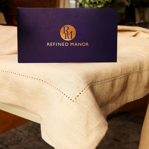 Refined Manor 100% Pure Linen Tablecloth 90x60, Luxury Fabric, Machine