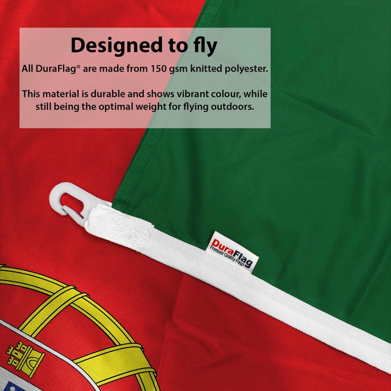 DuraFlag Portugal 5ft x 3ft with Clips/Hooks - Premium Quality