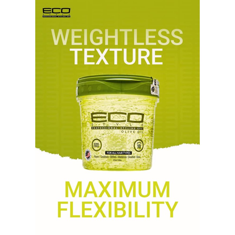 Ecostyle Olive Oil Styling Gel, All Day Hold, Alcohol Free,