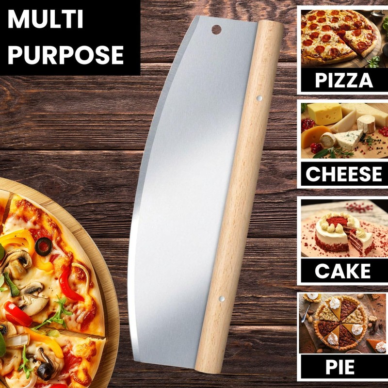 Pizza Rocker Cutter - Stainless Steel for Effortless Pizza Slicing