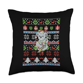 Christmas Koala Ugly Christmas Design Fairy Lights Lover Christmas Koala Throw Pillow, 18x18, Multicolor