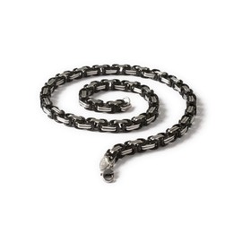 Fly Style Byzantine Chain, 6 mm, Stainless Steel Curb Chain, Men's Necklace, Women's Bracelet, Stainless Steel, Silver / black