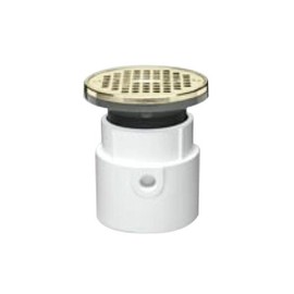 Oatey 82169 ABS Hub Base General Purpose Drain with 6-Inch NI Grate and Round Ring, 4-Inch