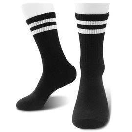 FUQWZ Striped Retro Socks in Black/White, Vintage Socks for Adult, Teens, Men&Women. (241)