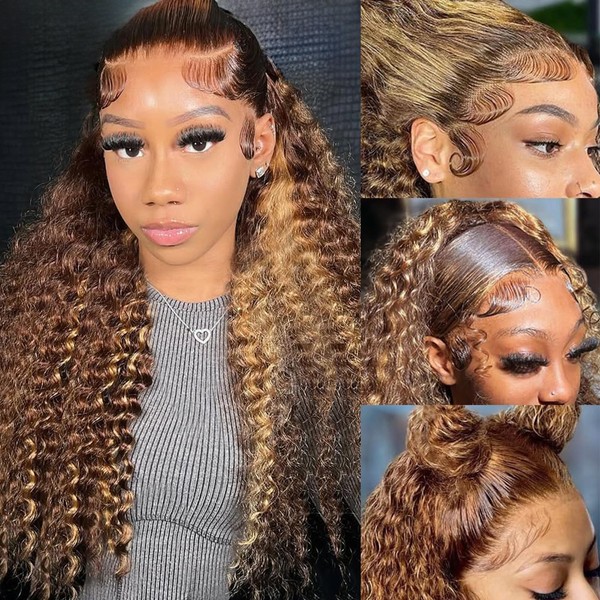 CabeDuck Highlight Wig Human Hair 13x6 Deep Wave Lace Front