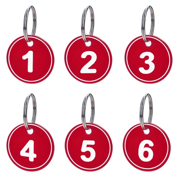 Aspire Pack of 20 Number Key Tags with Ring, ABS