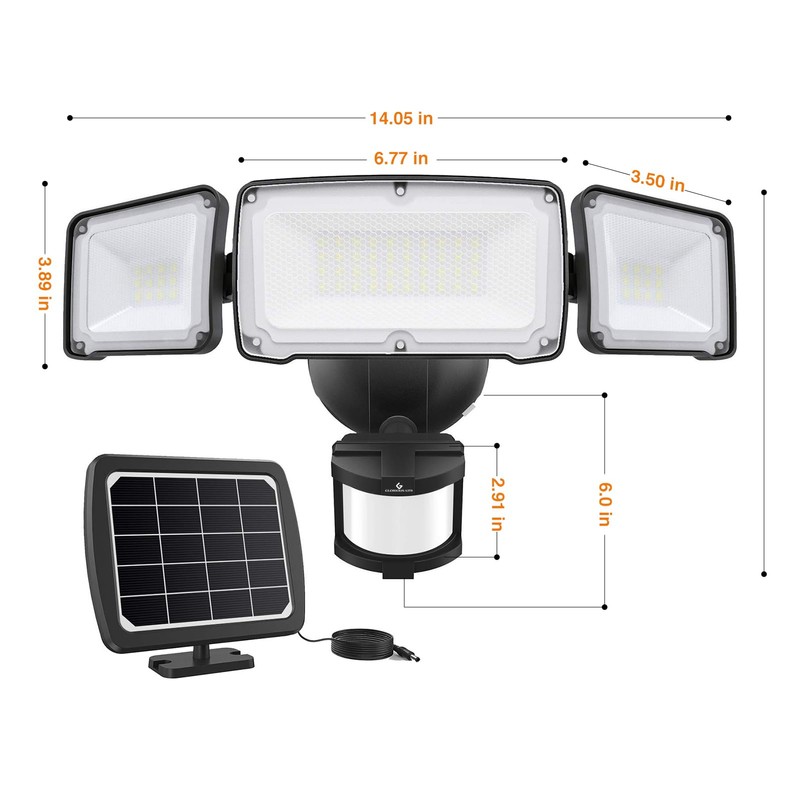 GLORIOUS-LITE Solar Security Lights 2400mAh LED Motion Sensor Light Outdoor,