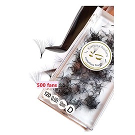 Kimeyelashes 8D 9D 10D 12D - 0.05 C and D Curl 500-1000 Premade volume fans loose Fans, Handmade eyelash extensions supplies Russian volume lash promade fan (12mm, 12D - Curl C (500 fans))