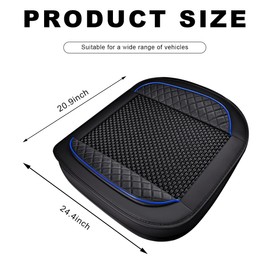 ZNDAW Car Seat Cover, Leather Vehicle Front Bottom Seat Cushion Cover with Storage Pocket, Anti-Slip Bottom Seats Protector Luxury Interior Decor for Most Car Trucks SUVs (Knitting, Black+Blue)