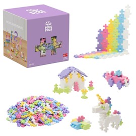 PLUS PLUS 600 Piece Interlocking Building Blocks for Kids, Open Ended Connecting Toys, STEM Bin Classroom Mini Manipulatives - Pastel Mix Play Tube