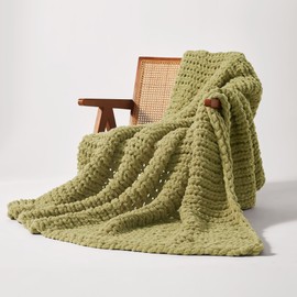 SLEEP ZONE Throw Blanket for Couch - Chunky Knit Blanket, Throw Blankets for Bed - Hand Made Cozy Soft Large Rope Knot Heavy Blankets Home Decor (Green, 80x90in)