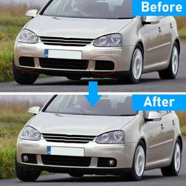 Sucxyor 2 pieces compatible with VW Golf 5 V fog light grille 2004-2009 fog light cover VW MK5 fog light cover left right 1K0853665B/1K0853666B (Black)