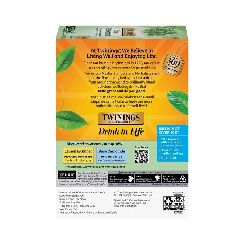 Twinings Pure Peppermint Tea Single Serve K-Cup Pods for Keurig,