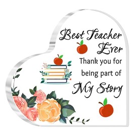 Teacher Gifts Best Teacher Ever Gifts Teacher Appreciation Gifts Acrylic Heart Decor Sign for Teacher Birthday Gifts Graduation Gifts Retirement Gifts for Teacher Acrylic Decorations Keepsake
