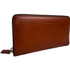 Gianni Conti Fine Italian Soft Genuine Leather Large Zip Around Continental Purse 588306 (Tan with Dark Brown Trim)