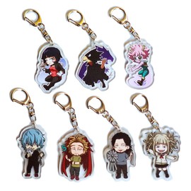 JCvCX MHA Himiko Toga Ashido Mina Cosplay Keychains Tokoyami Fumikage Acrylic Keychain Hawks Costume Car Keyring Aizawa Shouta Key