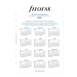 Filofax Calendar Diary Refill, A5 Size, Week-to-View with Appointments, White Paper, English, 2025 (C68521R-25)