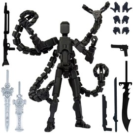 Already Assembled T13 Action Figure Accessories,Dummy 13 T13 Multi-Jointed Movable,for Collectors Desktop Decorations t-13 Movability 3D Printed Toys (Black, 7.2 Inch)