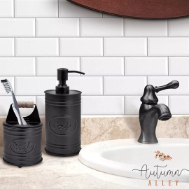 Autumn Alley Black Farmhouse Soap Dispenser Bathroom Accessories Set, 2-Pieces