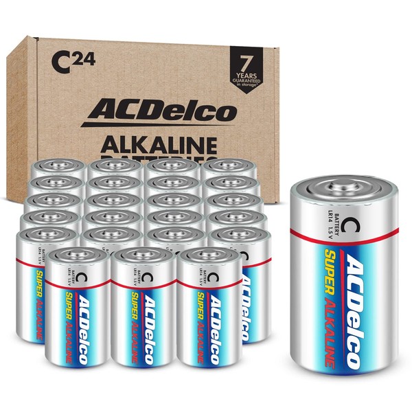 Powermax ACDelco 24-Count Size C Alkaline Batteries, Super Alkaline Battery,