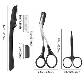 12 in 1 Eyebrow Trimmer Kit Eye Brow Scissors, Eyebrow Razor, Eyebrow Comb, Eyebrow Comb Scissor, Eyebrow Brush,Folding Eyebrow Knife, Scissors Razor, Eyebrow Trimmer, Tweezers.