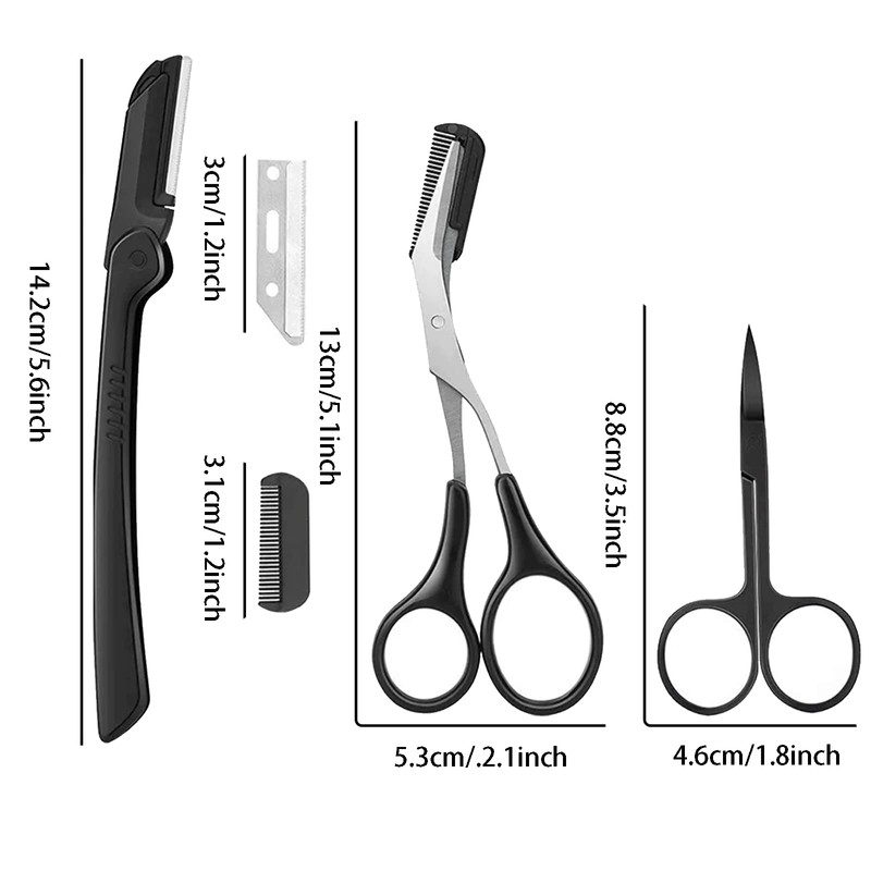12 in 1 Eyebrow Trimmer Kit Eye Brow Scissors, Eyebrow