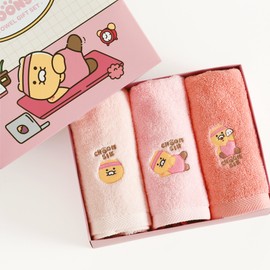 Kakao Friends Chunsik combed yarn 40 count towel set 3P diary towel, Chunsik combed thread 40 count towel set 3P diary + ribbon gift wrapping / 카카오프렌즈 춘식 코마사 40수 타월 세트 3P 다이어리 수건,  춘식 코마사 40수 타월 세트 3P 다이어리+리본선물포장