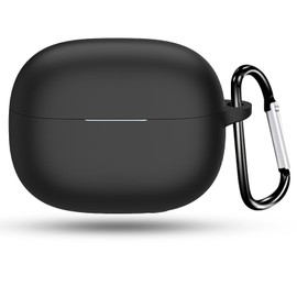 USTIYA Funda para Redmi Buds 5 Pro Case Silicona Protectora de Cover Carcasa Antigolpes con Llavero Mosquetón Accesorios de Auriculares(Negro)