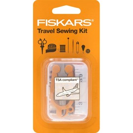 Fiskars - Kit de costura de viaje de 27 piezas con estuche, suministros para manualidades, color naranja