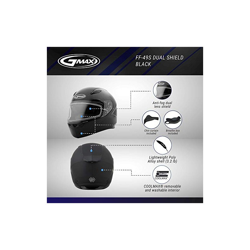 GMAX FF-49 Deflect DOT Approved Full Face Motorcycle Helmet for