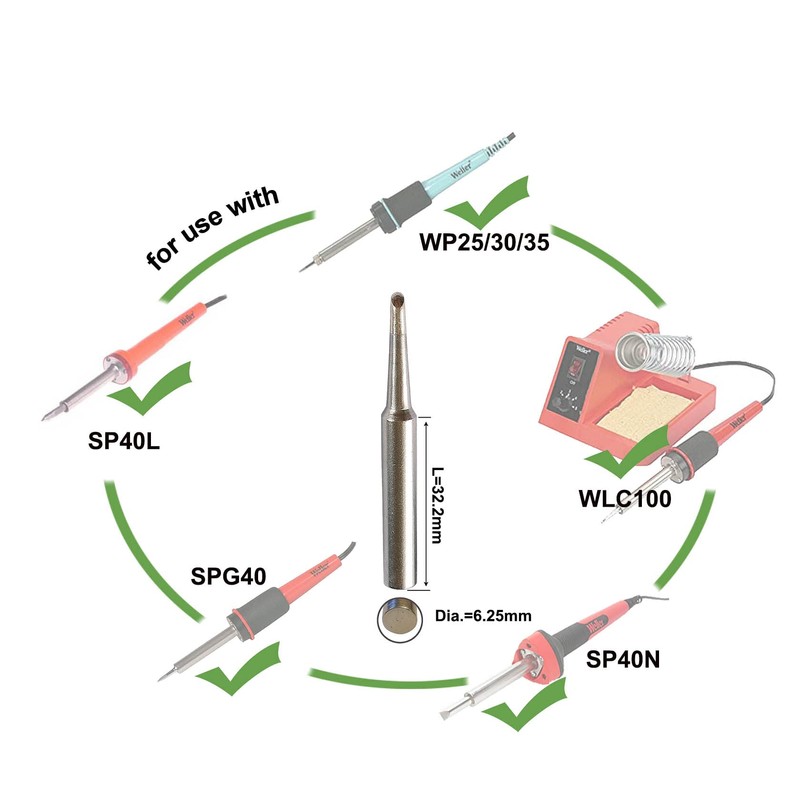 ShineNow ST Soldering Tips for Weller WLC100 SP40 SP40N WP25