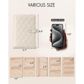 VLANDO Travel Jewelry Organizer Case,Valentines Gift,Jewelry Storage Book Ring Binder with Clear Zipper Velvet Jewelry Pouches Bags for Rings,Necklace,Earrings-Cream White