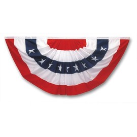 Valley Forge Pleated Fan Flag 5 Printed Stripes In Red , White And Blue 3' X 6' Cotton