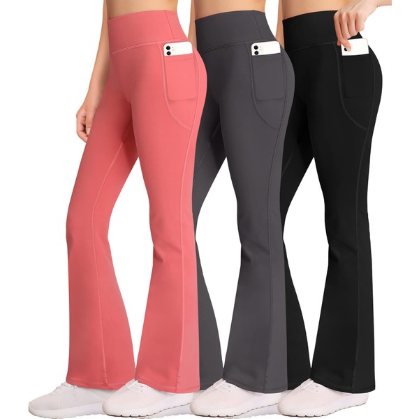 Aenlley Girl Yoga Flare Wide Leg Tummy Control Stretchy Pants