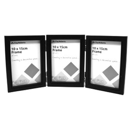 Clay Roberts Triple Photo Picture Frame 6 x 4, Black, Holds 3 Standard Photographs, Freestanding, 3 Folding Hinged Picture Frame, 6x4 10 x 15 cm Picture Frames