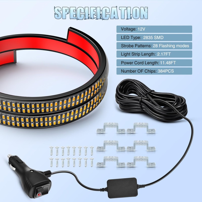 Nilight 2PCS 24 inch Truck Grille Strobe Lights Strip 384