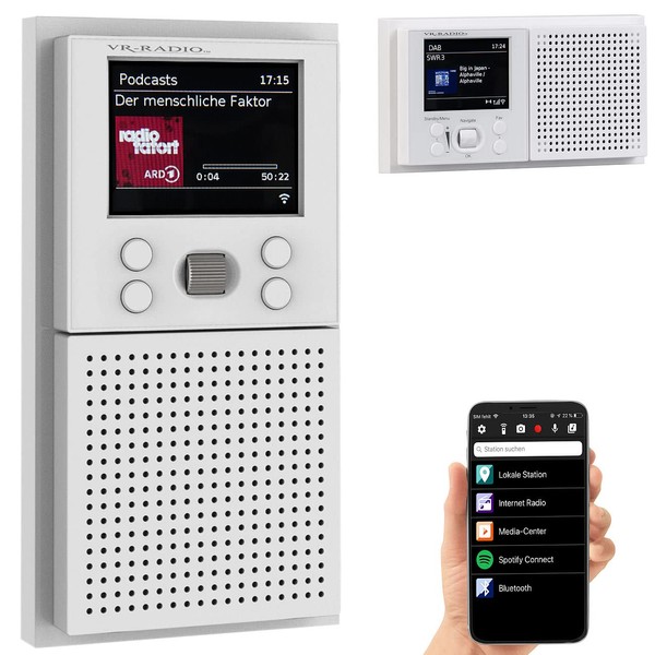 VR-Radio Unterputzradio: Unterputz-WLAN-Internetradio mit Bluetooth & Farbdisplay, DSP, App, 8W