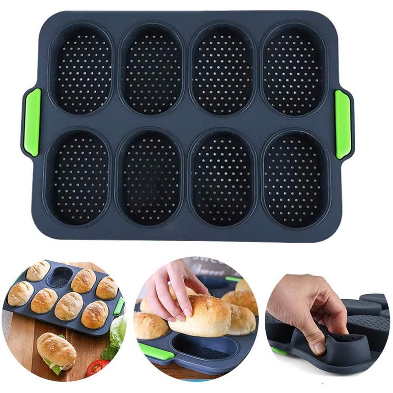 Silicone Bread Mold French Baguette Baking Tray with Oil Brush