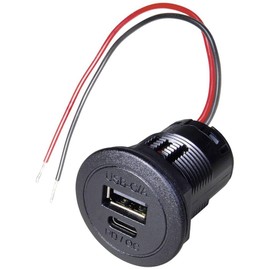 ProCar Power USB-C®/A Double Socket PD/QC without LED Load Capacity Max. = 2.2 A 12-24 V/DC