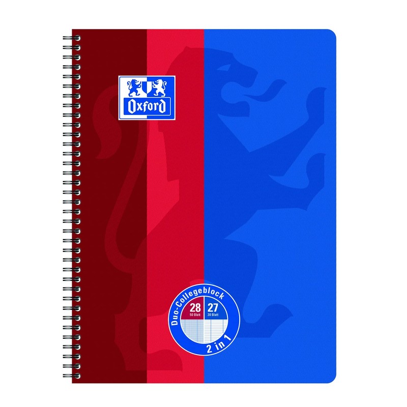 Collegeblock A4 + Duo 80blue blue / red, pack of