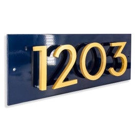 Montague Metal Products - Floating Modern 6 Inch Number Horizontal Address WALL Plaque Sign - Home or Outdoor Custom Wall Mount Sign - 10 Plaque Colors and 6 Number Colors - Precision Cut Aluminum - Easy to Install!
