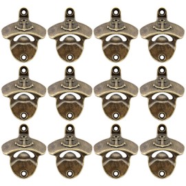 Luwanburg 12 PCS Brass Anchor Bottle Opener Wall Mounted Bulk Cooler Mounted Beer Cap Opener Navy for Nautical Sailor Themed (Antique Bronze)