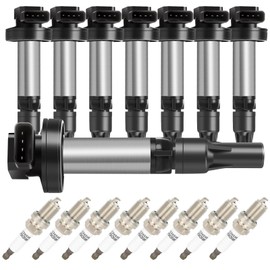 OCPTY Ignition Coil Pack and Spark Plugs Fits 2003-2008 for Jaguar S-Type 4.2L/V8,2005-2009 for Land Rover LR3 4.4L/V8#UF519 Set of 8 Ignition Coils with 8 Iridium Spark Plugs 4-Pins