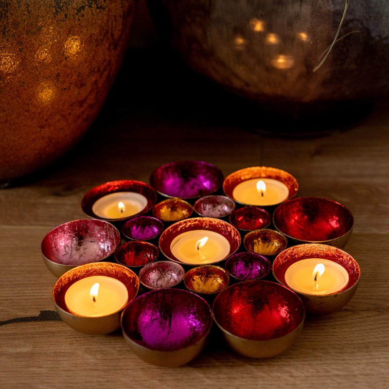 Zeya Tea light holder red pink orange pink | living